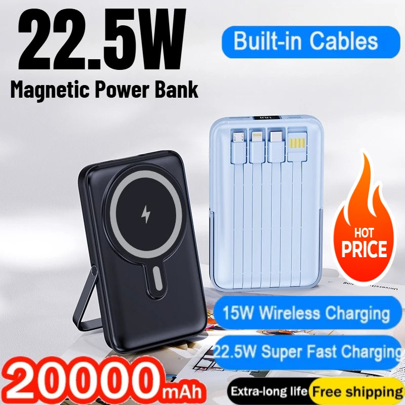 MagSafe Power Bank – 10000mAh Wireless Charger, Stays Put!