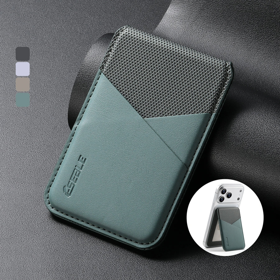 Portefeuille Cuir MagSafe Design Géométrique – iPhone & Samsung