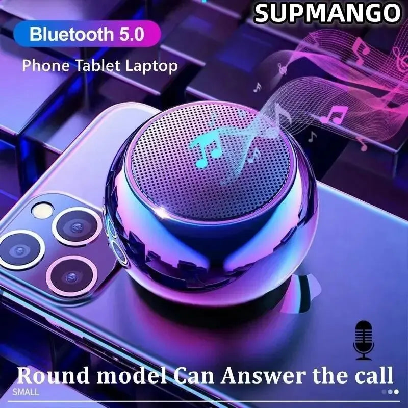Portable Wireless Bluetooth Speaker - Mini Steel Steel Gun Metal Design, Heavy Bass Stereo Surround Subwoofer