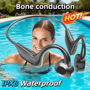 2026 Bone Conduction Swimming Headphones Bluetooth 5.4 Waterproof Not In-Ear Wireless Plug-in Card Sports Headphones New